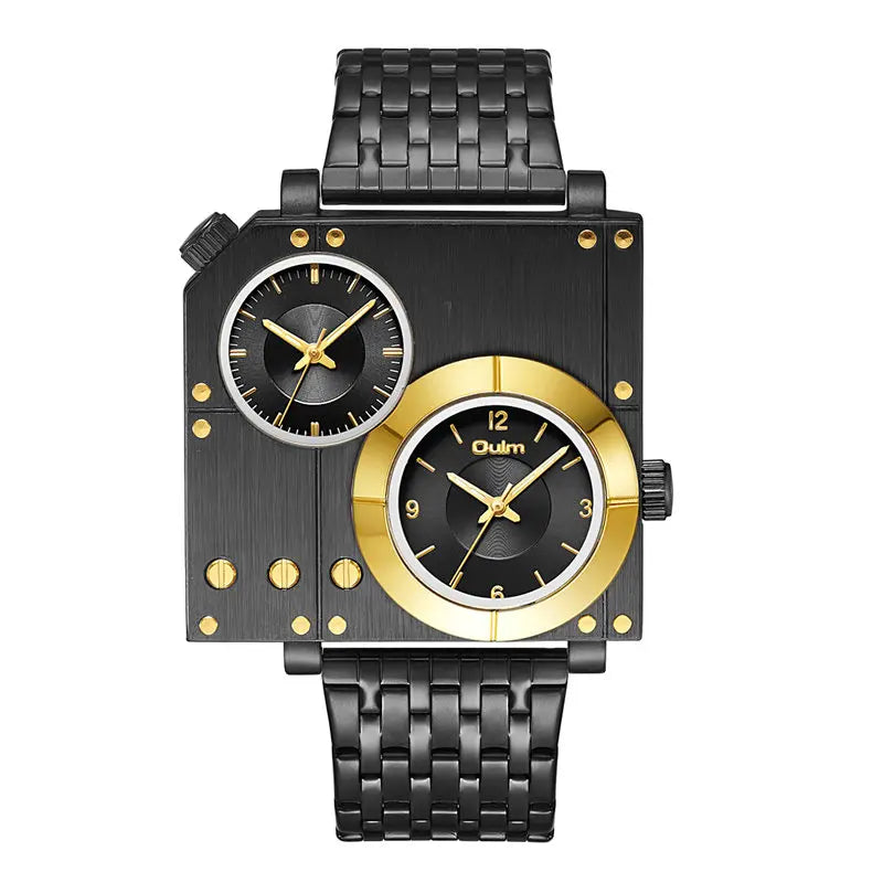 Square Men Watches Stainless Steel Luminous Wristwatches for Male Quartz Clock