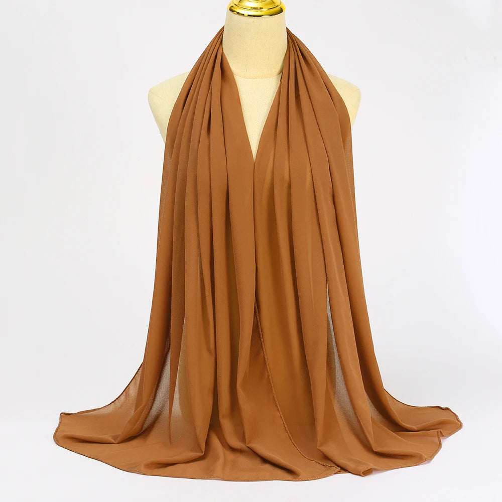 Muslim Chiffon hijab Scarf Long Solid Color Head Wrap Women's Hijabs & Scarves Jersey Hijab Veil