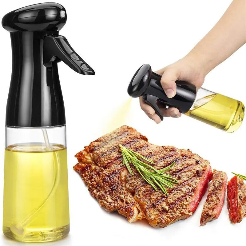 1pc Black Kitchen Oil Bottle Cooking Oil Spray 200ml Pneumatic Spray Bottle Fitness Barbecue Spray Oil Dispenser - Hiron Store