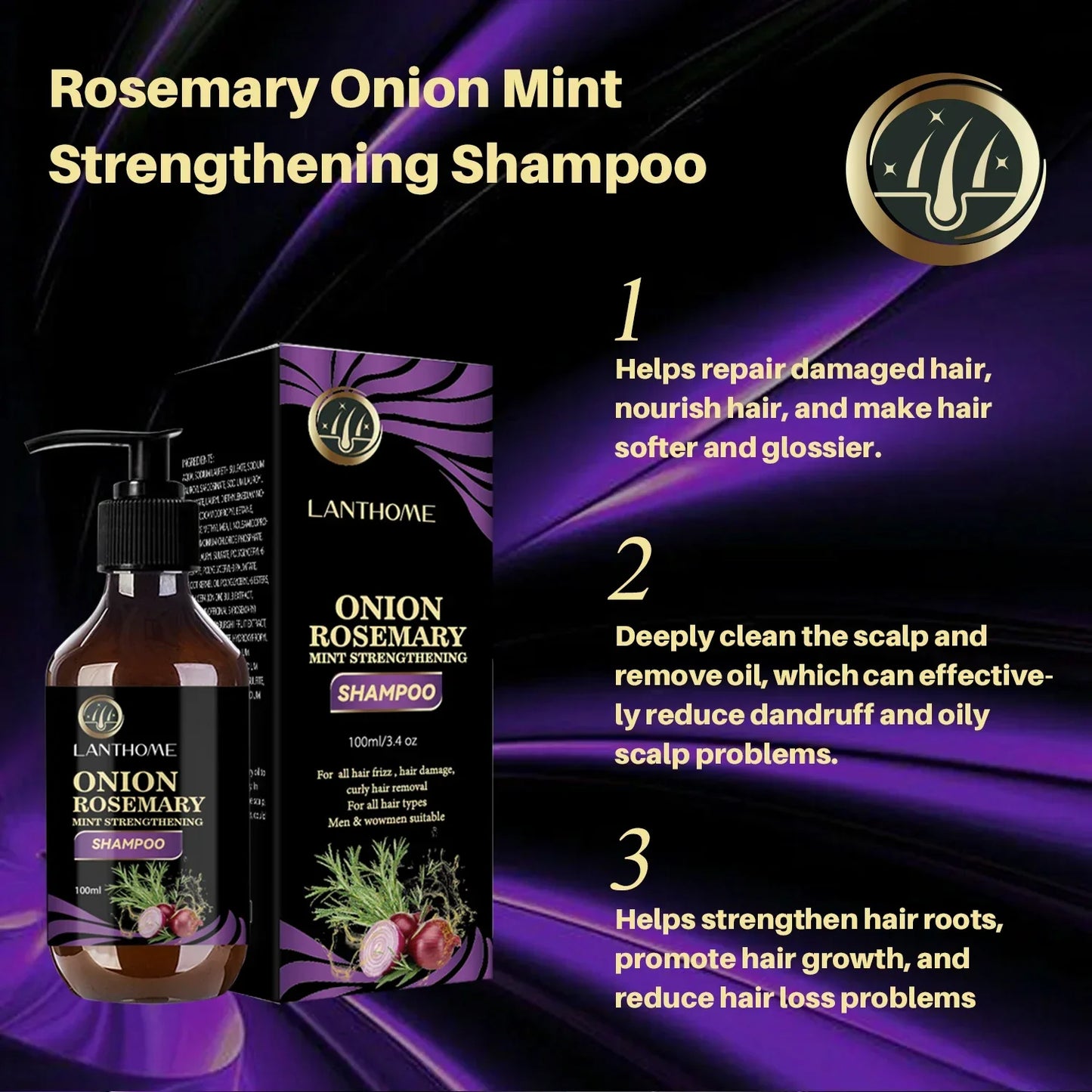 Hair Growth Thickening Shampoo Hair Growth Deep Cleansing Volumizing Shampoo Rosemary Onion Shampoo Care Product