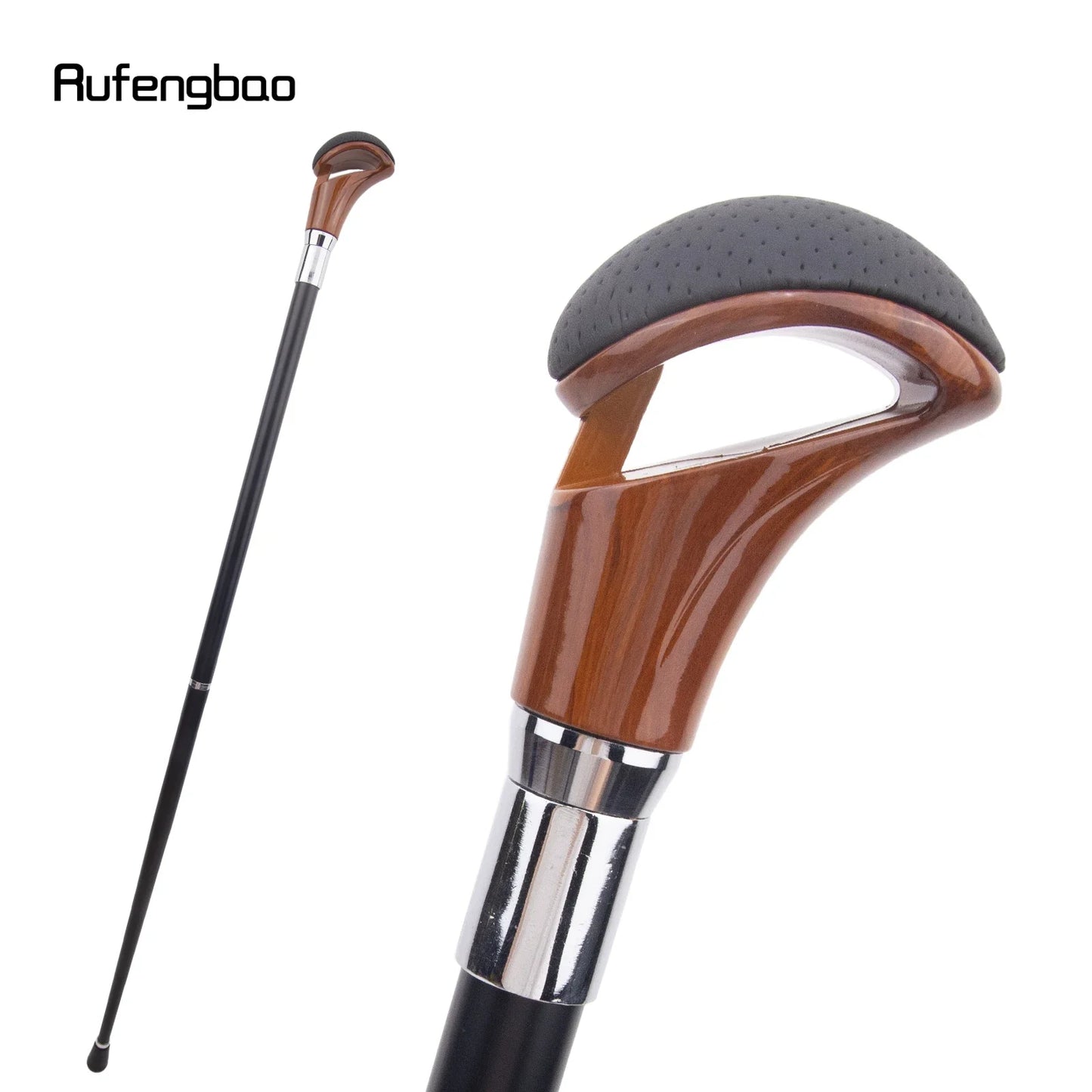 Red Black Leather Silver Walking Cane Fashion Decorative Walking Stick Gentleman Elegant Cosplay Cane Crosier