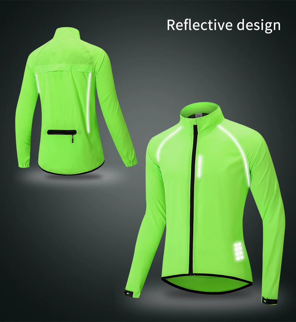 Men's Cycling Windbreaker Ultralight Reflective Windproof Jacket Men MTB Road Bike Wind Coat Long Sleeve Bicycle Clothing - Hiron Store