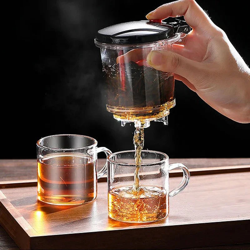 Heat Resistant Glass Teapot One-click filtering Tea Pot Tea Water Separation Filter Tea Maker Coffee Pot Set