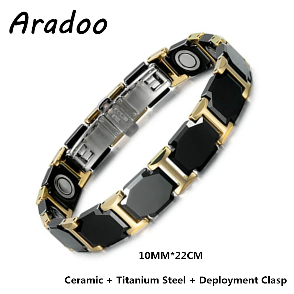 Ceramic Titanium Steel Bracelet Hematite Magnetic Stainless Steel Adjustable Bracelets - Hiron Store