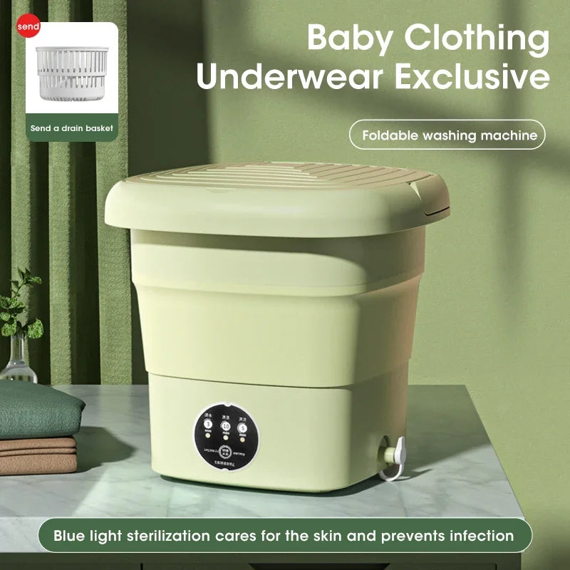 Mini Folding Washing Machine With Dryer Bucket Socks Underwear Cleaning Washer