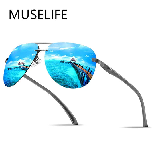 New Polarized Men Sunglasses Classic Driving Sun Glasses Metal Frame Mirror Lens Sunglasses Men/Women - Hiron Store