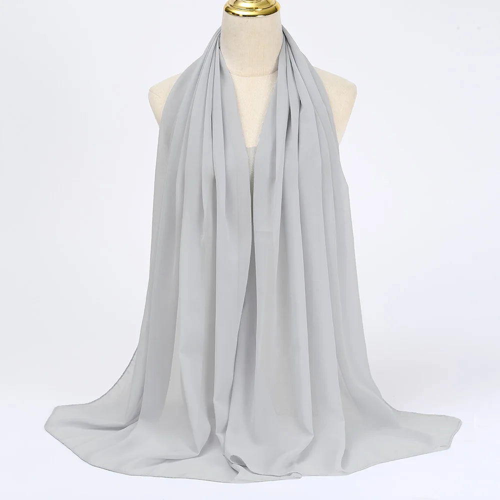 Muslim Chiffon hijab Scarf Long Solid Color Head Wrap Women's Hijabs & Scarves Jersey Hijab Veil