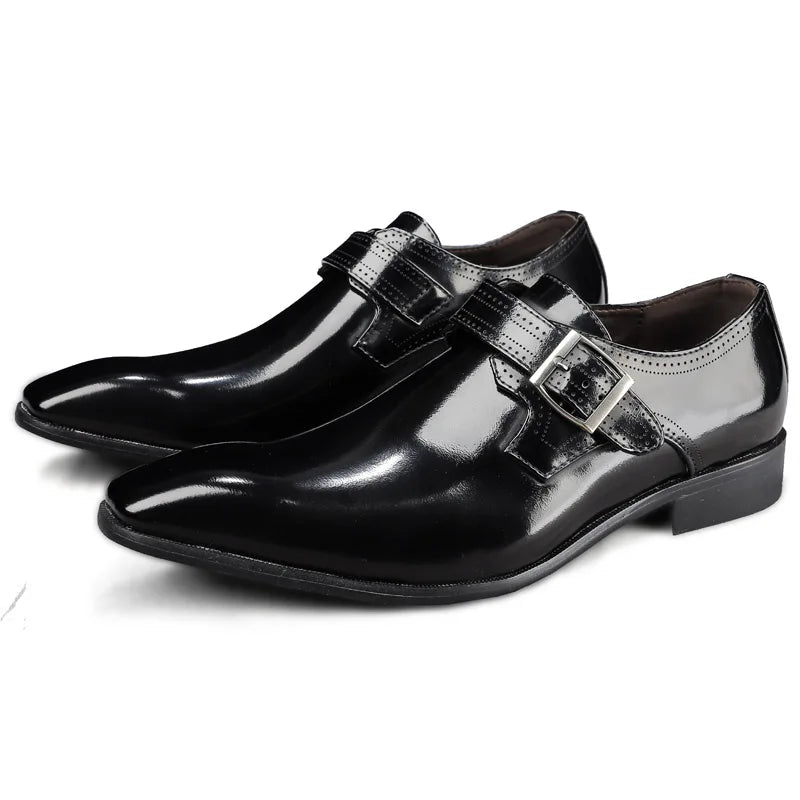 Man Business 38~48 Wedding  Shoes Formal Designer Mens  Shoes Casual Patent Leather Italian Monks Shoes Men Loafers