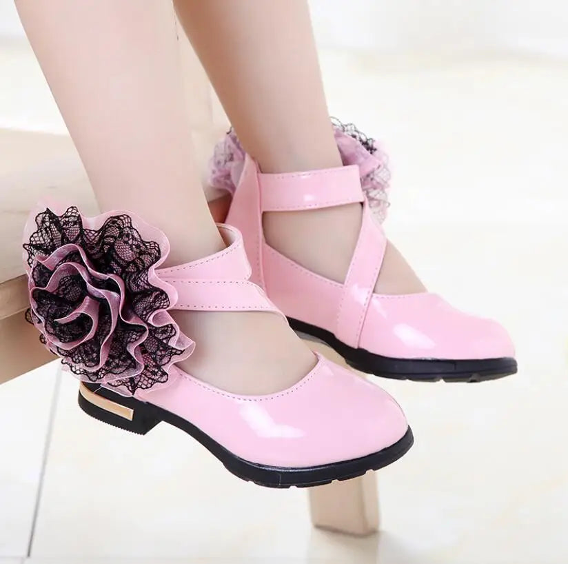 Kids Shoes Girls High Heel Princess Flower Children Shoes