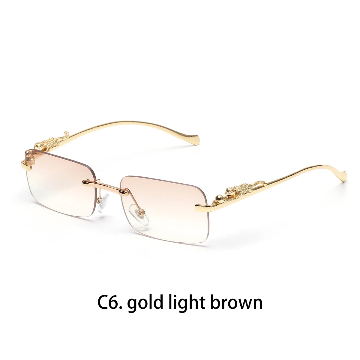 Ruiao rimless sunglasses UV400 fashion square metal glasses designer sunglasses shades
