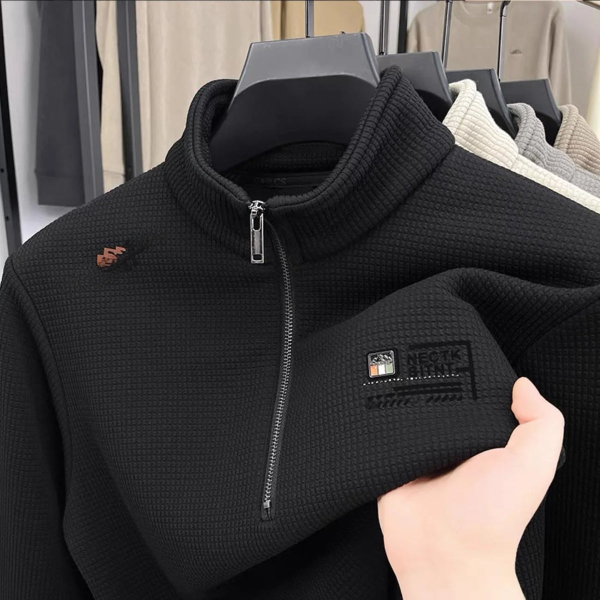 Men's Casual Fce Lined Hoodie Heavy weight High End  Color Winter Warm f Zipper Stand Collar Comfortable Home Clothes