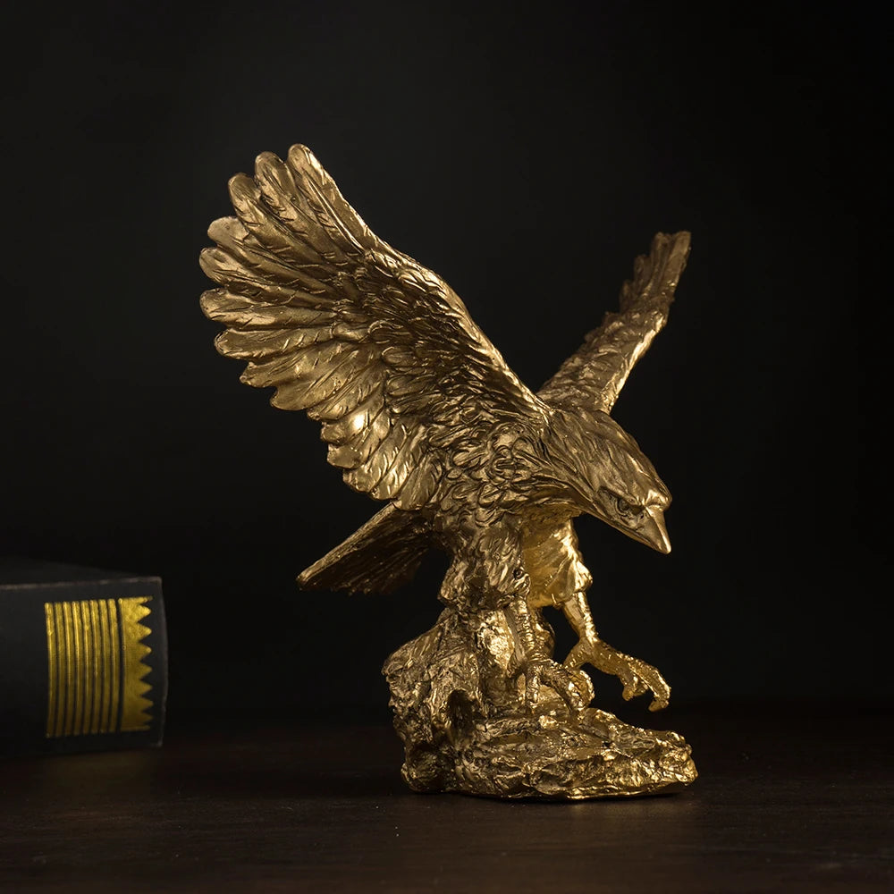 Golden Eagle Statue Art Animal Model Collection Ornament Home Office Desktop Decor