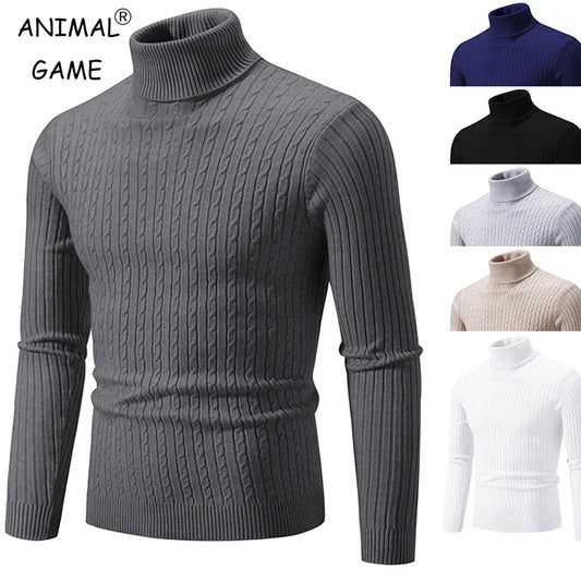 Men's Sweater Pullover Knitted Warm Turtleneck Sweatwear Woolen Winter