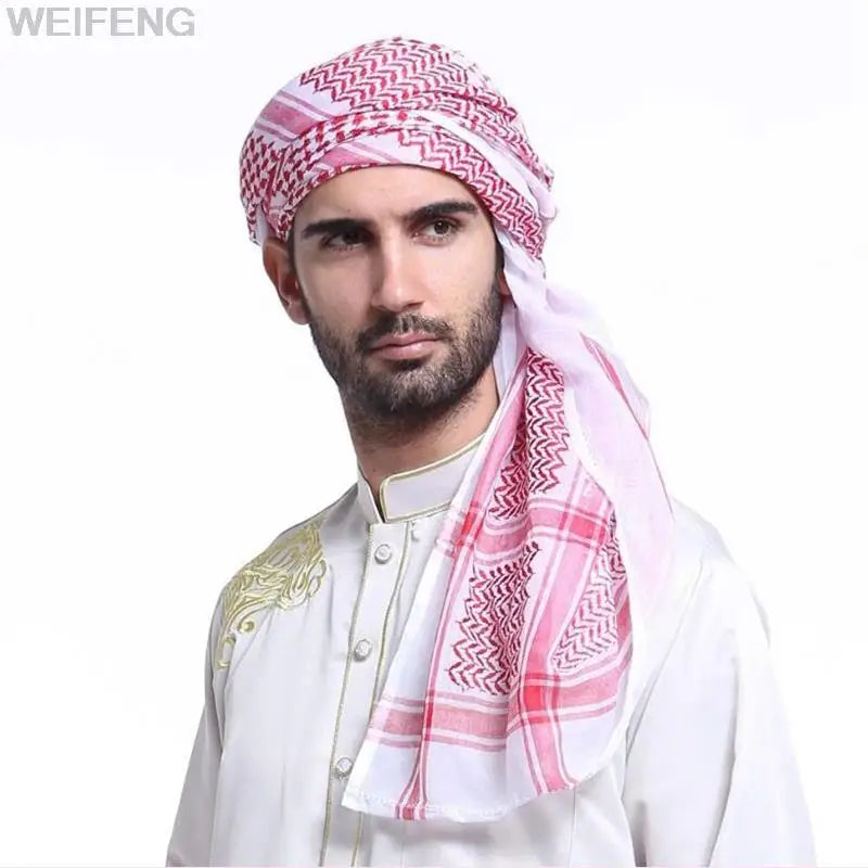 Muslim Shemagh Scarf Traditional Islamic Accessories Headscarf Islamic Neck Wrap Headscarf Windproof Arab Keffiyeh Shemagh Scarf - Hiron Store