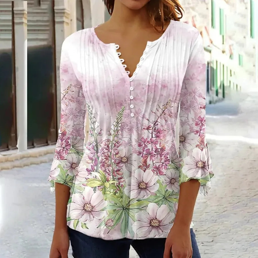 Elegant Woman Shirt Casual Fashion Temperament Blouse Printed Shirt Woman Street Top - Hiron Store