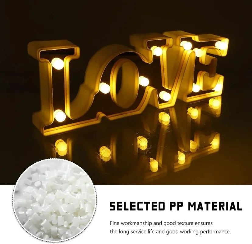 Romantic 3D LOVE LED Letter Sign Night Light Heart Marquee Table Lamp