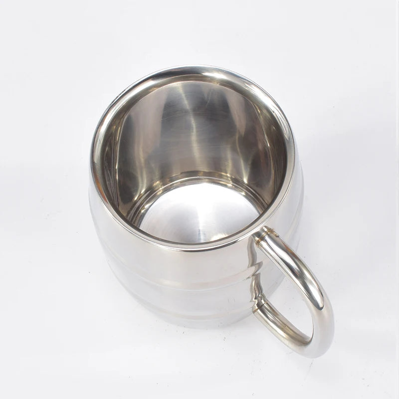 Double Stainless Steel Beer Cup Outdoor Camping Western Coffee Cup With Handle Insulated Portable Water Cup Mugs