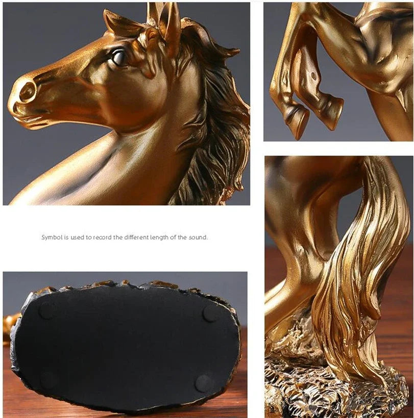 Gold, White, Black Resin Horse Statue, Home Decor, Craft Decorations Horse Sculpture