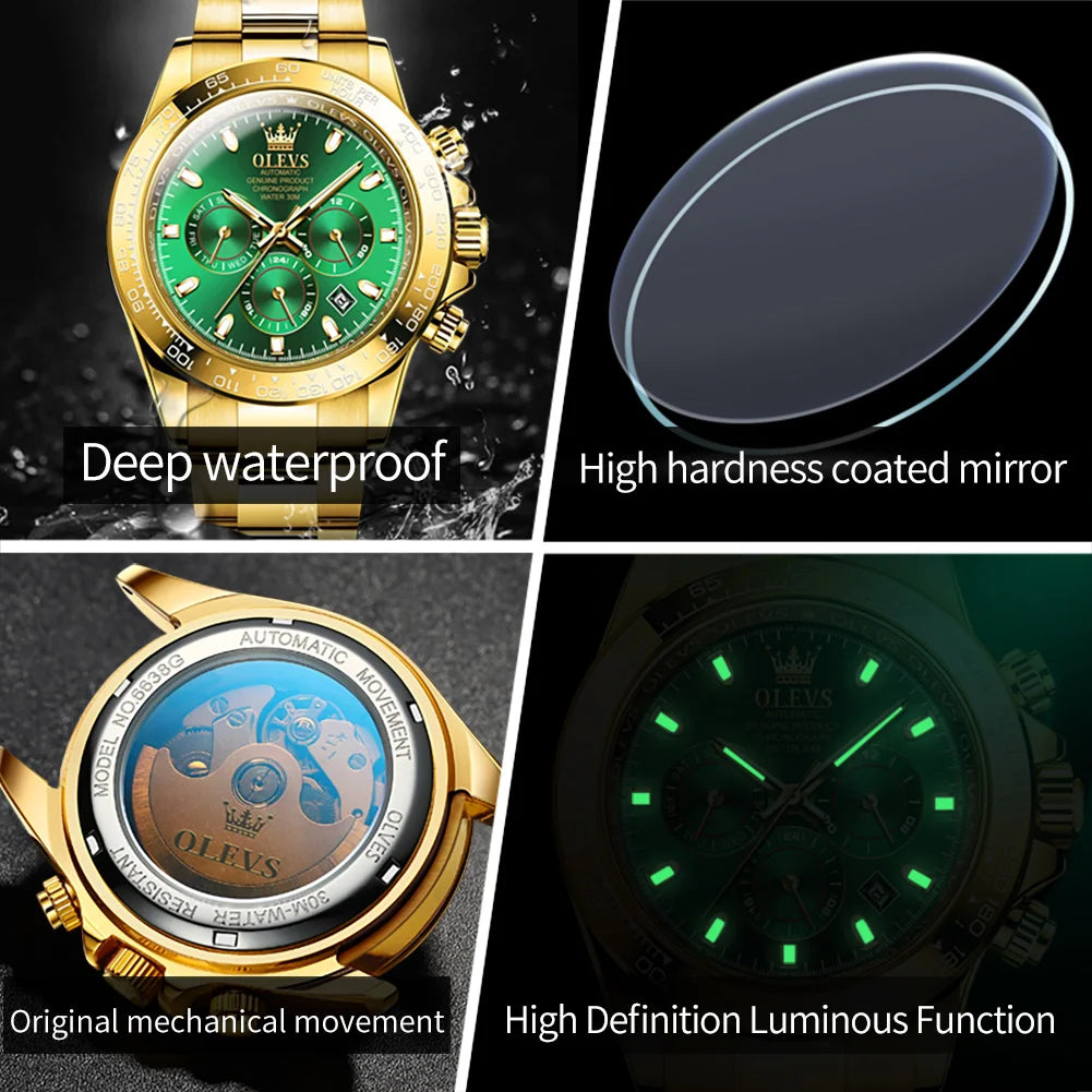 Men's Watches Calendar Week Display Luminous Waterproof TOP Brand Business Automatic Wristwatch