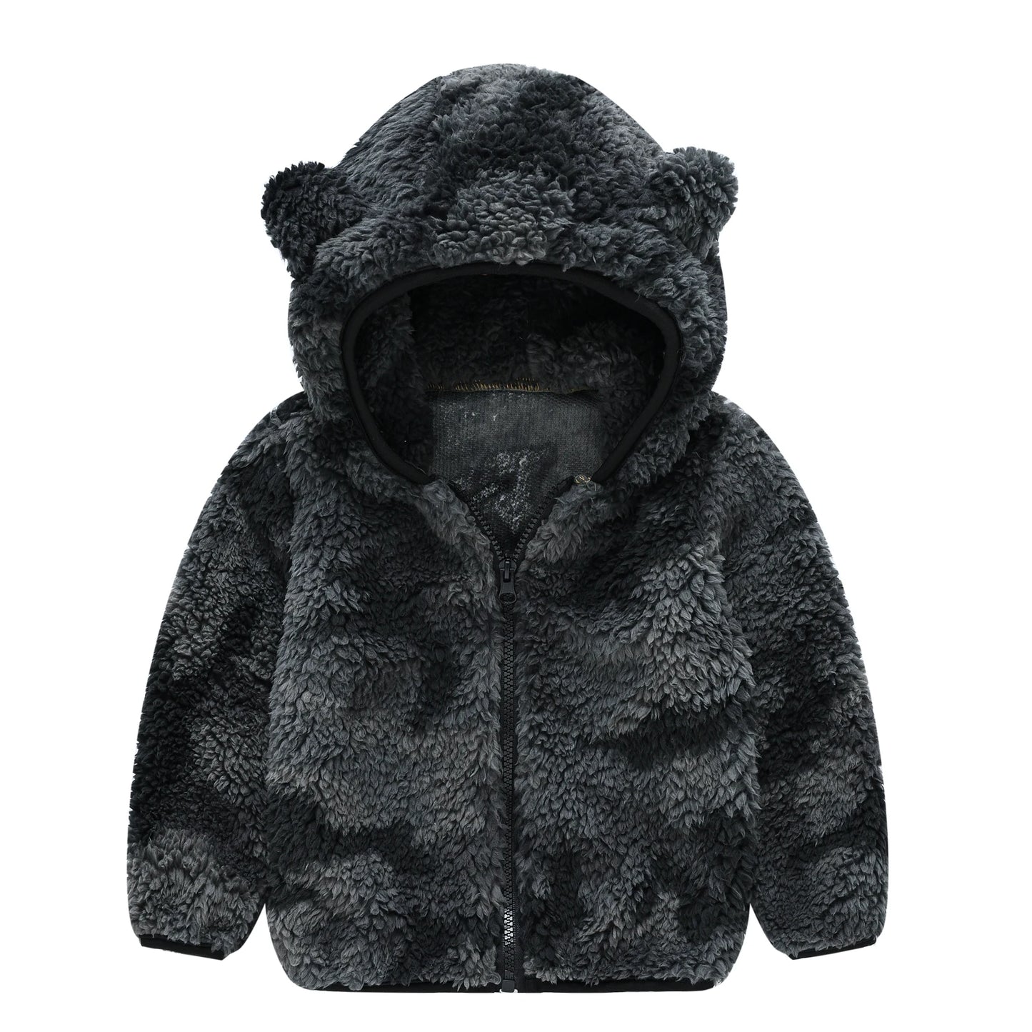 Boys woolen hooded coat solid color zipper coat children's winter clothes