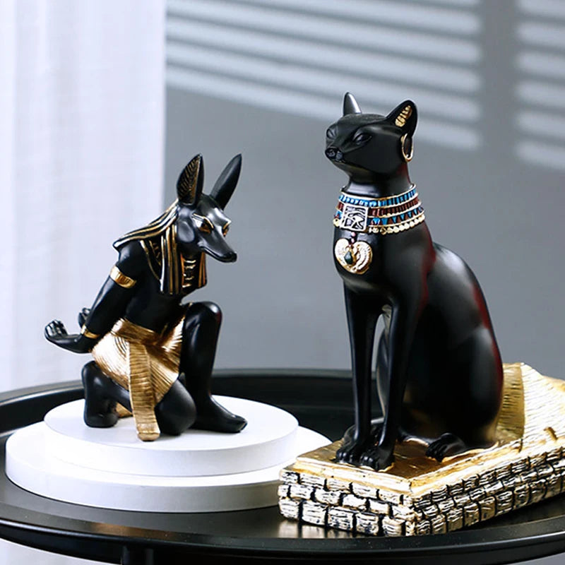 Resin Anubis Dog God Wine Rack Figurines Bottle Holder Egypt Cat Statue Restaurant Cabinet Tabletop Decor Item