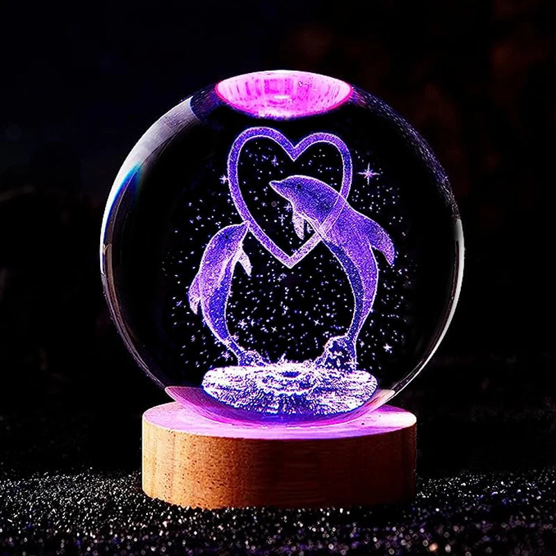 3D Dolphin Crystal Ball Colour night light