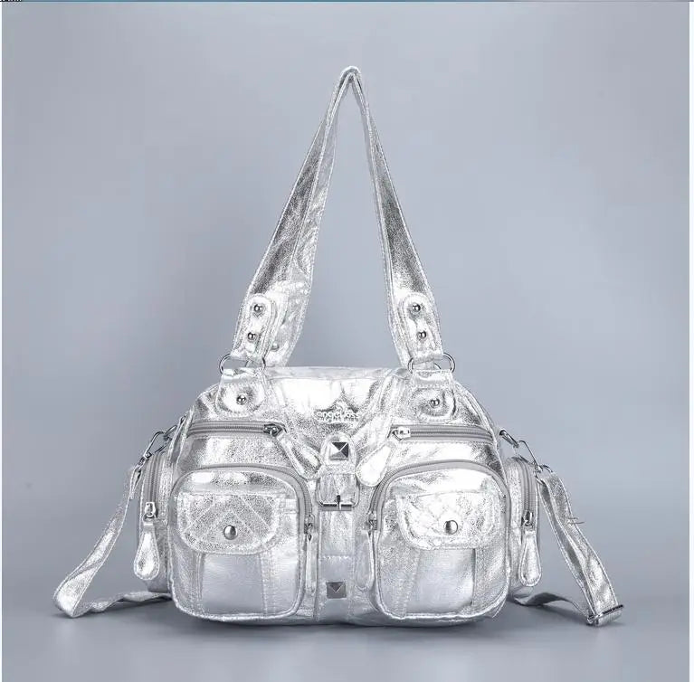 Angelkiss Women Handbags Satchel, Top-handle Handbag PU Shoulder Bag, Dumpling Pack Phone Money Bag