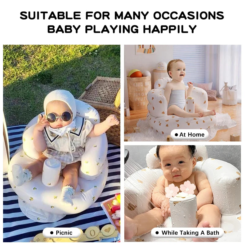 Shining Baby Inflatable Sofa Children Puff Portable Bath Chairs PVC Multifunctional Seat Practice Sitting Bath Stool