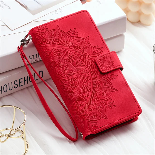 Leather Flip Case For Samsung Galaxy S25 S23 S24 Ultra S22 S21 Plus S20 FE S10 + Note 20 10 9 8 Card Wallet Embossing Phone Bag