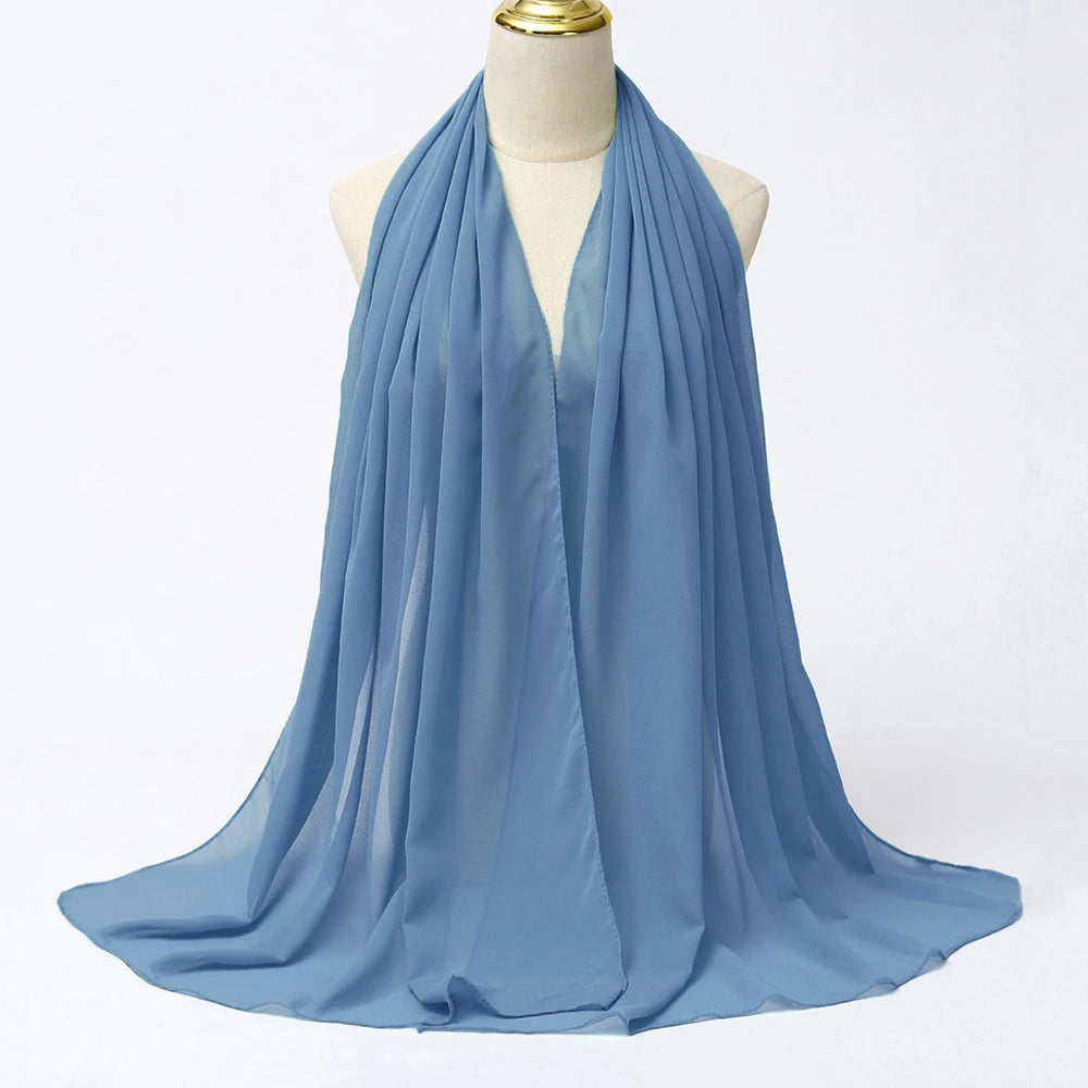 Muslim Chiffon hijab Scarf Long Solid Color Head Wrap Women's Hijabs & Scarves Jersey Hijab Veil