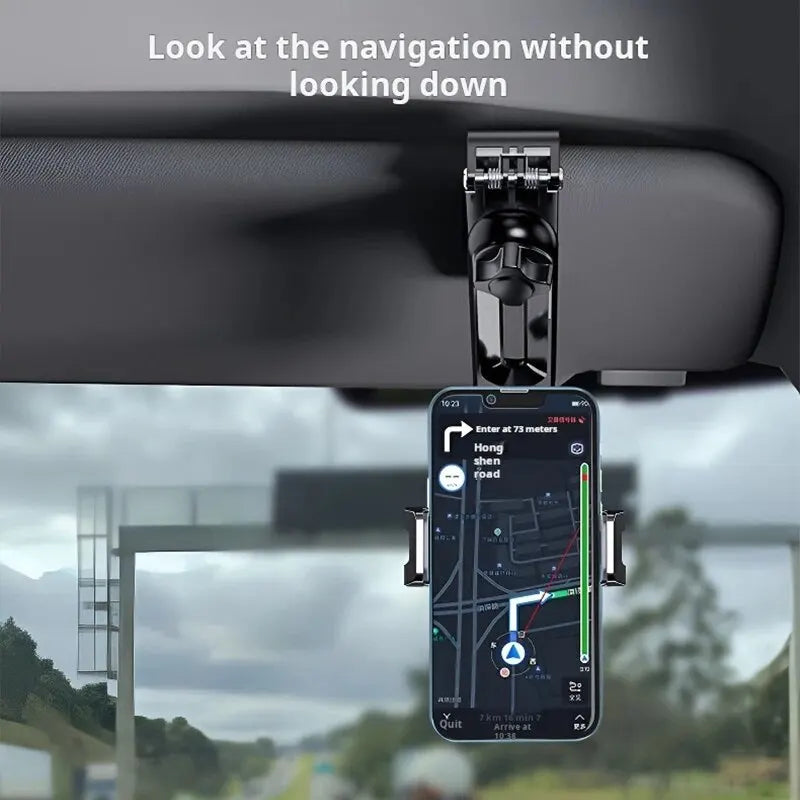 Car Sun Visor Mobile Phone Holder Multifunction Rotatable 1080 ° Retractable Applicable To All Mobile Phones - Hiron Store