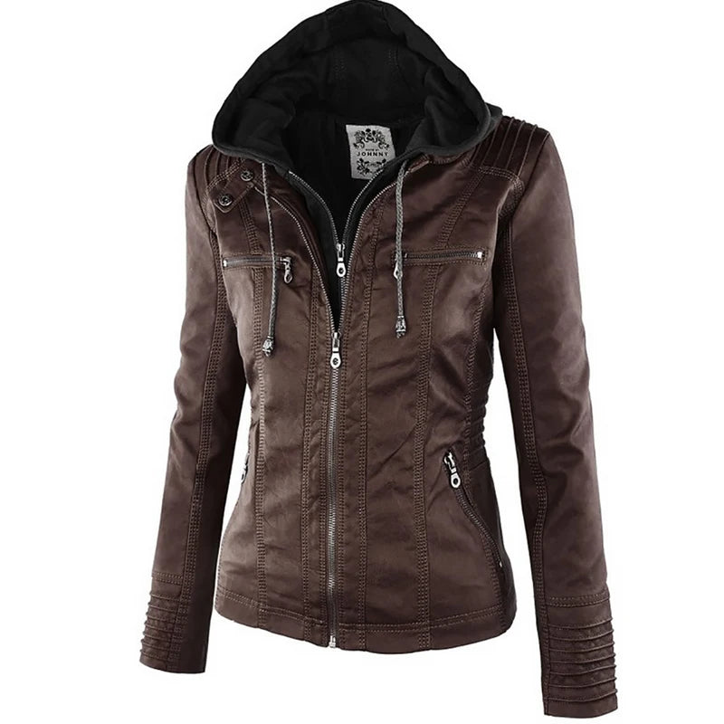 Winter Faux Leather Jacket Women Coats Ladies Basic Jackets Waterproof Windproof Coat