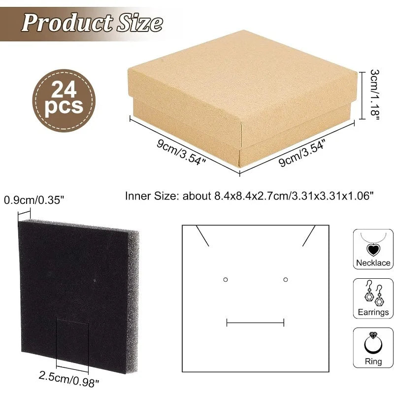 Cardboard Jewelry Boxes 3.54×3.54x1.18 Square Cardboard Box Paper Kraft Paper Gift Packaging Box for Christmas