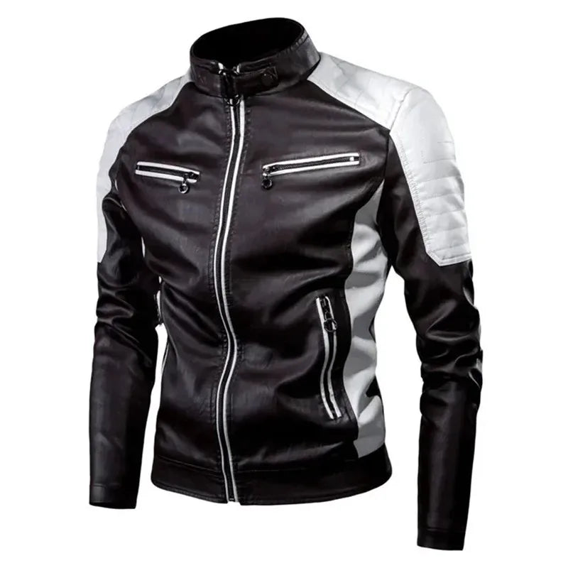 Men Zipper Jacket High Quality Male Jacket Multi Pocket Casual Motorcycle  PU Leather Jackets