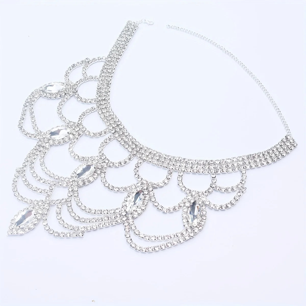 Shiny Rhinestone Necklace Luxury Bridal  Jewellery Necklace