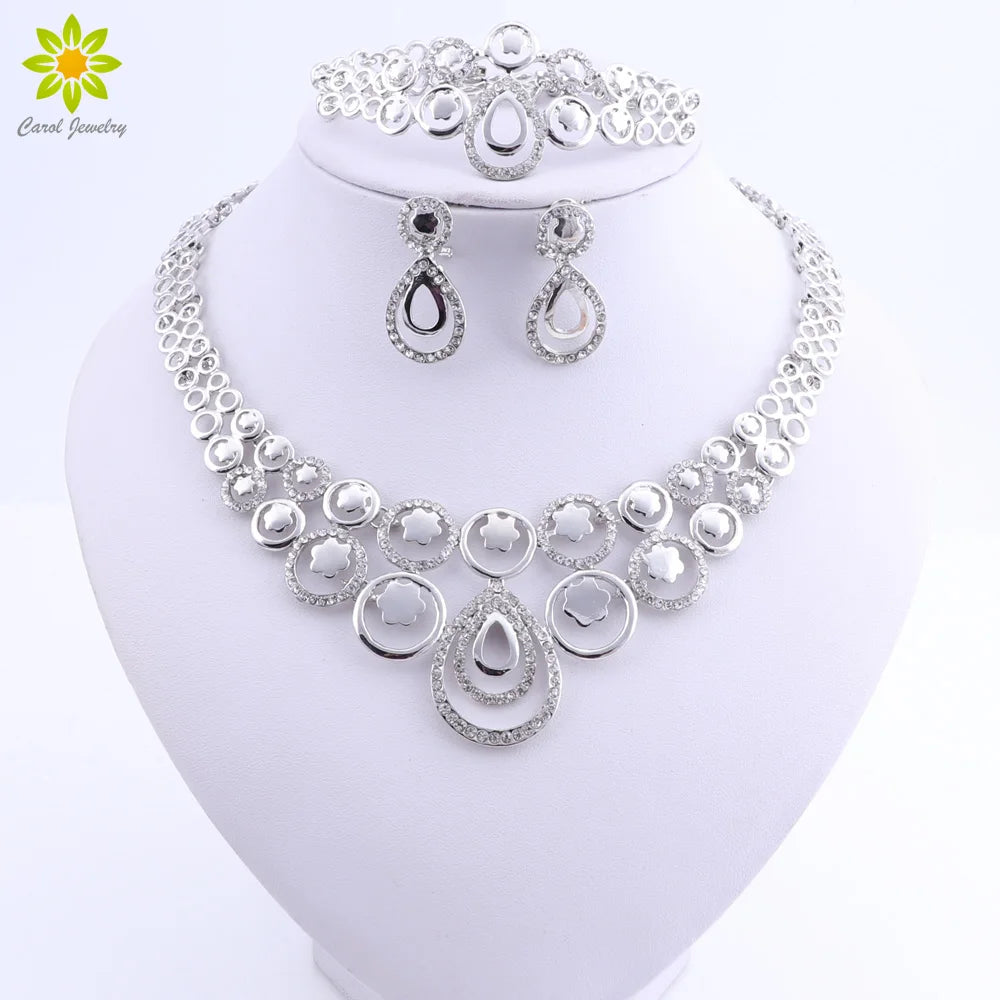 Jewellery Set Nigerian Wedding Ethiopian Jewelry Silver Colour Necklace Sets