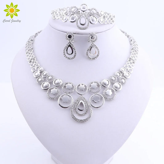 Jewellery Set Nigerian Wedding Ethiopian Jewelry Silver Colour Necklace Sets