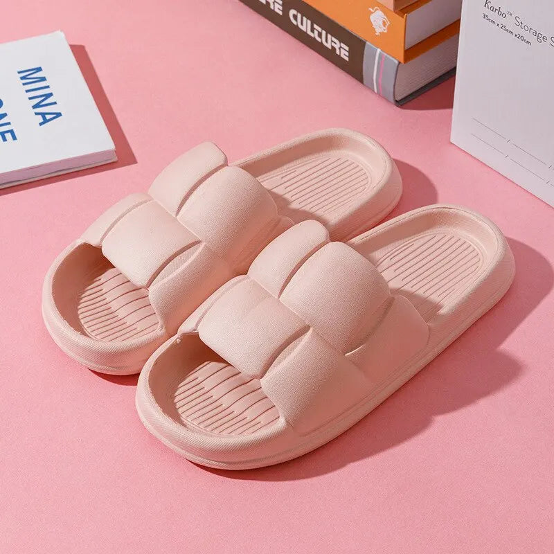 1PC Thick Flat Bottom Bathroom Home Slippers Fashion Soft Sole EVA Indoor Lady Sandals 2023 Summer Non Slip Flip Flops - Hiron Store