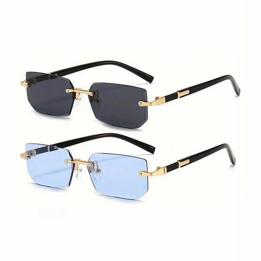 Rimless Sunglasses Rectangle Fashion Popular Women Men Shades Small Square Sun Glasses For Female male Summer Traveling Oculos - Hiron Store
