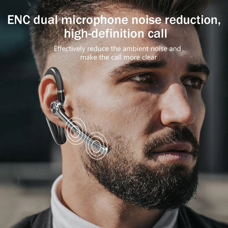 Wireless Headphones With Dual Microphon Bluetooth Earphone ENC Noise Cancelling Hands-free Headset Busines Auriculares Driving - Hiron Store