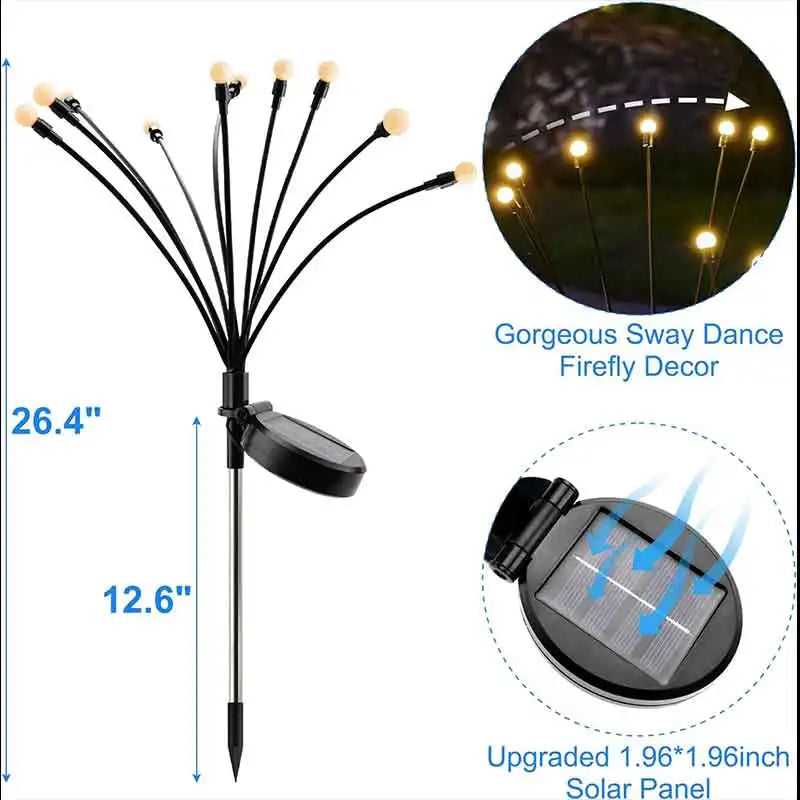 New Upgraded Solar Firefly Lights Outdoor Waterproof Garden Lights Garden Lights for Decoration