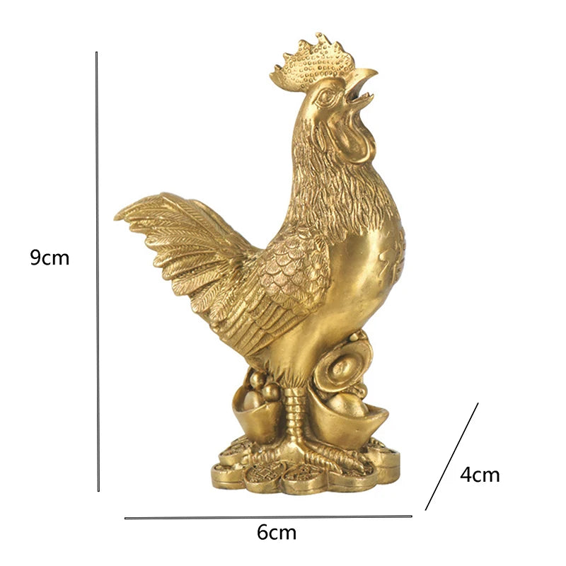 Brass Rooster Cock Figurine Statue 1Pc Chinese Lucky Fengshui Ornament Desktop Decoration Handmade Crafts