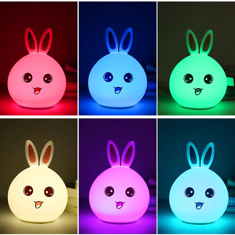 Night Light Cute Rabbit Colourful Light Voice Controlled Clap Lamp