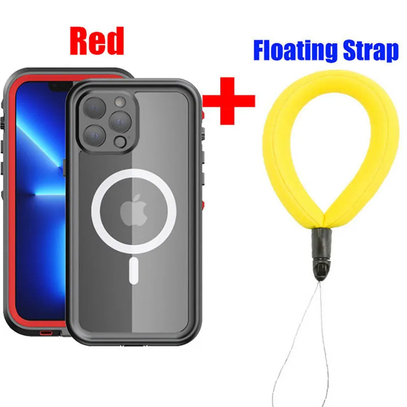 Magnetic Charging IP68 Case For iPhone 16 15 14 13 Pro Max Plus Drop proof Cover Diving outdoor sport