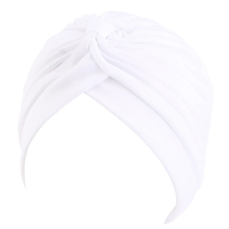 New Flower Decoration Turban, Solid Color Women's Head Wrap, Fashion Headwear, Bandana Cap