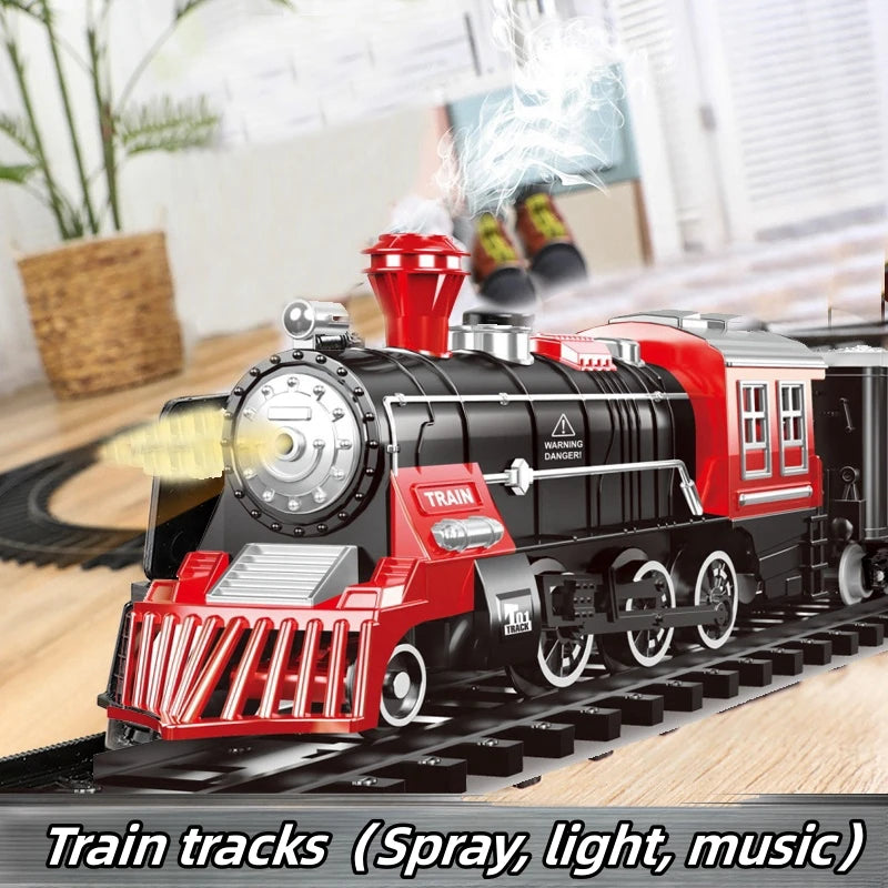 Kids Electric Steam Train Toy Rail High-Speed Rail Parking Lot Model Reunion Party Game