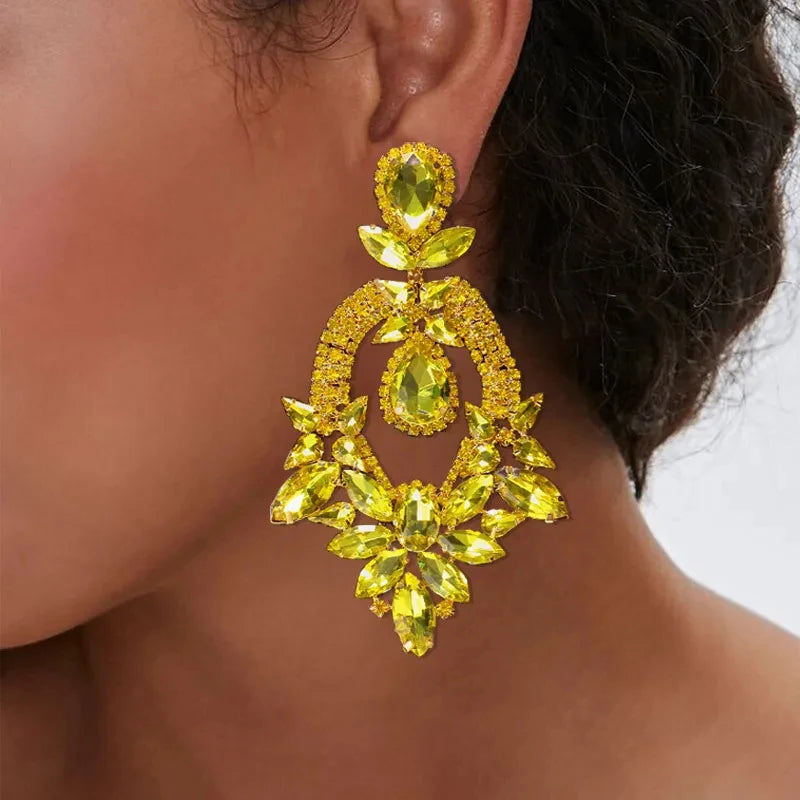 Yellow Crystal Drop Earrings Luxury Jewellery Dangle Earring