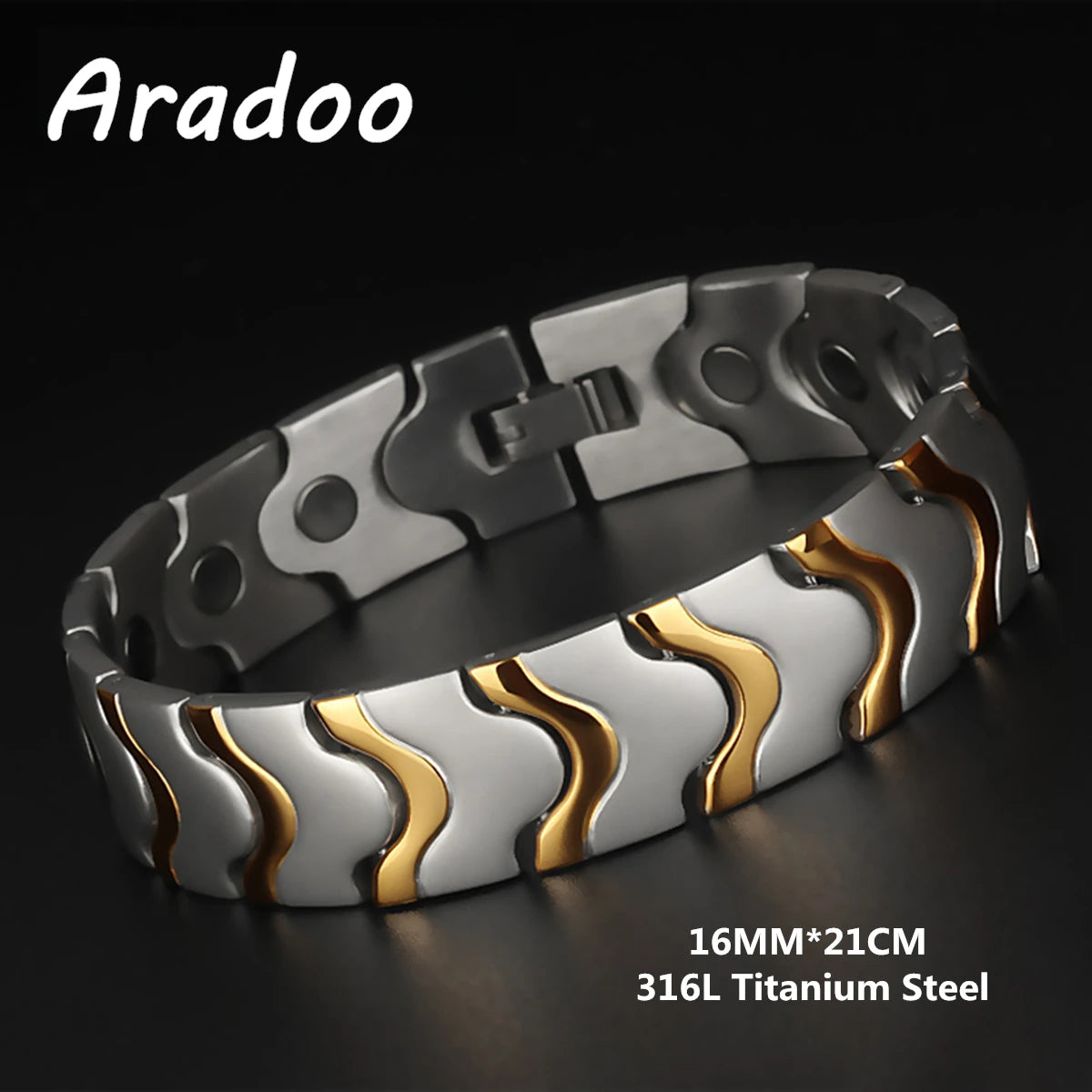 Titanium Steel Bracelets with 3X Ultra Strenth Neodymium Magnets Adjustable Health Magnetic Therapy Link Bracelet