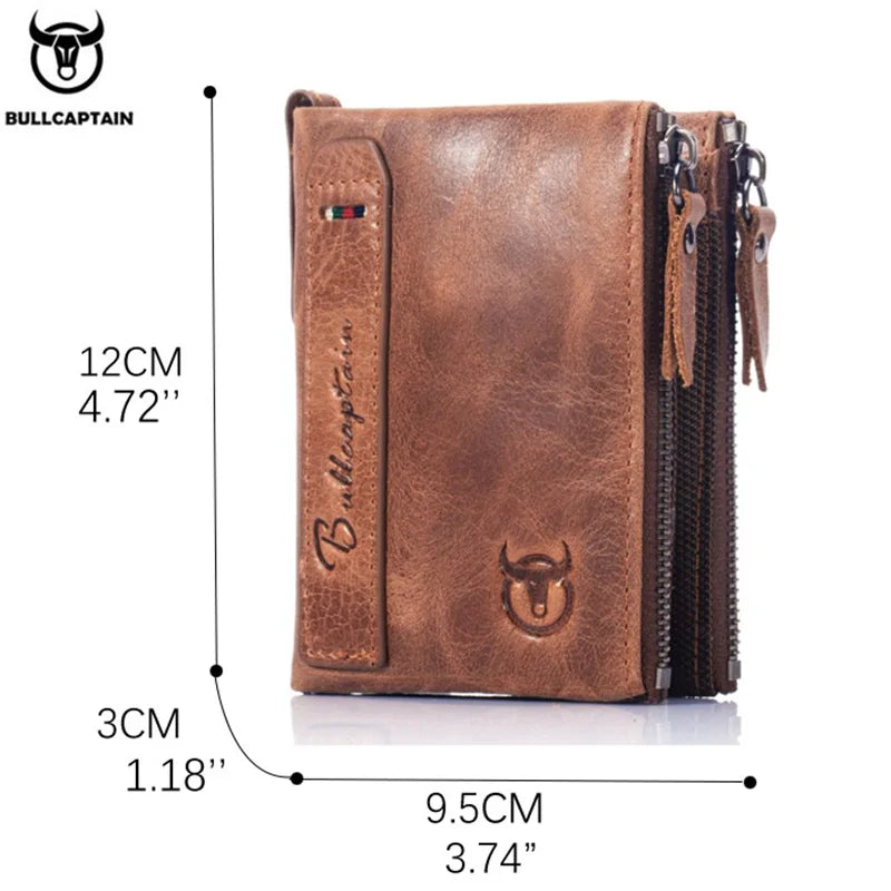 leather men's wallet zipper buckle short money wallet card holder coin purse RFID wallets