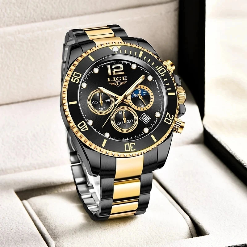 Luxury Man Watch Stainless Steel Quartz Wristwatches Luminous Waterproof Watches